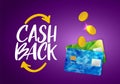 Cash Back Service Template Banner. Credit Card and Money Vector Design. Cashback Concept. Money Refund Logo