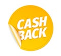 Cash back. Shining gold sticker with curved corner. Cashback word letters. Icon labels emblem 3d vector realistic. Color