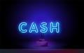 Cash text sign vector design template. Cash Back symbols neon logo, light banner design element colorful modern design Royalty Free Stock Photo