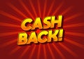 Cash back. Text effect in eye catching colors and 3D look