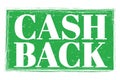 CASH BACK, words on green grungy stamp sign Royalty Free Stock Photo