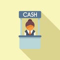 Cash bank kiosk icon flat vector. Credit money