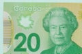 Cash bills from Canadian currency. Dollars. Detail close up shot Royalty Free Stock Photo