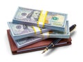 Cash Checkbook and Pen Royalty Free Stock Photo