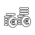 Cash, coin column, coins, columns, currency, euro, stack outline icon