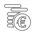 Cash, coin column, coins, currency, euro, stack, treasure outline icon