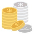 Cash, coins stack Color Isolated Vector icon which can be easily modified