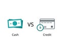 cash compare to credit to see the difference of payment term
