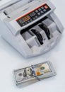 Cash counting machine. Bank equipment for count money. Royalty Free Stock Photo