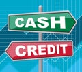 Cash Credit Signs Means Saving And Owing