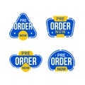 Pre order now label badges collection flat vector design Royalty Free Stock Photo