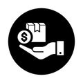 Cash, delivery icon. Black vector design