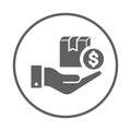 Cash, delivery icon. Gray vector design