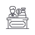 Cash desk black icon concept. Cash desk flat vector symbol, sign, illustration. Royalty Free Stock Photo