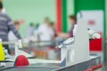 Cash-desk at front in supermarket