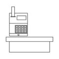 Cash desk in supermarket icon, outline style Royalty Free Stock Photo