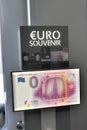 Cash dispenser of zero euro in memory of the visit of the cellar Royalty Free Stock Photo