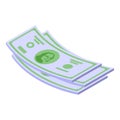 Cash dollar papers icon isometric vector. Currency pile