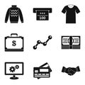 Cash donation icons set, simple style