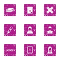 Cash economize icons set, grunge style Royalty Free Stock Photo