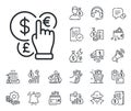 Money currency line icon. Cash exchange sign. Cash money, loan and mortgage. Vector
