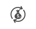 Cash exchange simple icon. Dollar money bag. Royalty Free Stock Photo