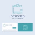 Cash, finance, money, personal, purse Business Logo Line Icon Symbol for your business. Turquoise Business Cards with Brand logo Royalty Free Stock Photo