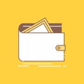 Cash, finance, money, personal, purse Flat Line Filled Icon. Beautiful Logo button over yellow background for UI and UX, website Royalty Free Stock Photo