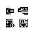 Cash flow activities black glyph icons set on white space Royalty Free Stock Photo