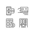 Cash flow activities pixel perfect linear icons set Royalty Free Stock Photo