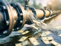 Cash Flow Concept with Currency Pipeline Leak Royalty Free Stock Photo