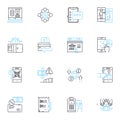 Cash flow linear icons set. Inflow, Outflow, Liquidity, Budgeting, Payables, Receivables, Expenses line vector and