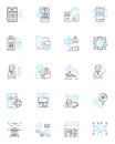 Cash flow linear icons set. Inflow, Outflow, Liquidity, Budgeting, Payables, Receivables, Expenses line vector and