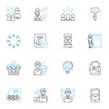 Cash flow linear icons set. Liquidity, Income, Expenses, Budgeting, Revenue, Profit, Balance line vector and concept