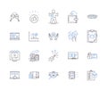 Cash flow management outline icons collection. Cash, Flow, Management, Budgeting, Tracking, Planning, Monitoring vector