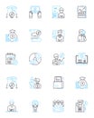 Cash flow plan linear icons set. Budget, Forecasting, Projections, Analysis, Expenses, Income, Outflows line vector and Royalty Free Stock Photo