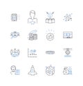 Cash handling line icons collection. Currency, Coins, Banknotes, Teller, Cashier, Register, Cashbox vector and linear