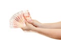 Cash in the hands Royalty Free Stock Photo