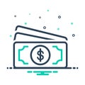 Black mix icon for Cash, currency and money Royalty Free Stock Photo