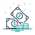 Mix icon for Cash, coin and financial Royalty Free Stock Photo
