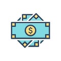 Color illustration icon for Cash, money and dollar Royalty Free Stock Photo