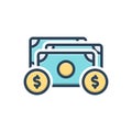 Color illustration icon for Cash, money and shekels Royalty Free Stock Photo