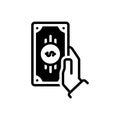 Black solid icon for Cash, penny and piles