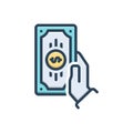 Color illustration icon for Cash, penny and piles