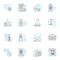 Cash inflows linear icons set. Revenue, Income, Assets, Profits, Earnings, Capital, Returns line vector and concept