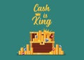 Cash is king typography with open chest full of treasure Royalty Free Stock Photo