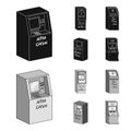 Cash machine for cash, terminal for payment, ticket machine. Terminals set collection icons in black,monochrome style Royalty Free Stock Photo