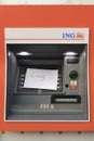Cash machine from the ING bank Royalty Free Stock Photo