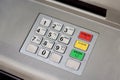 Cash machine keypad in the city center Royalty Free Stock Photo