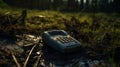 Abandoned Phone In Muddy Ground A Forestpunk Encounter Royalty Free Stock Photo